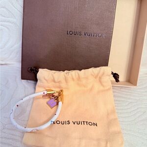 Authentic Louis Vuitton White Multicolor Murakami Lock Charm Bracelet